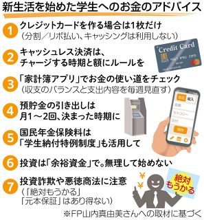 学生へ　緩みがちなお金「どう管理？」　新生活、アプリで支出記録を