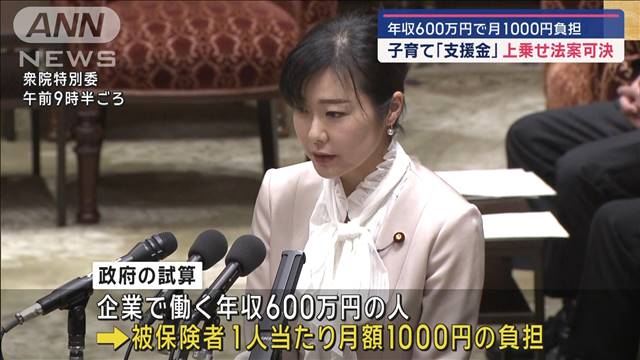 子育て「支援金」上乗せ法案が衆院特別委で可決　野党「本末転倒の財源策」