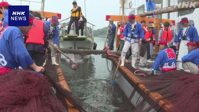 広島 福山 江戸時代から伝わる漁の再現披露「観光鯛網」始まる