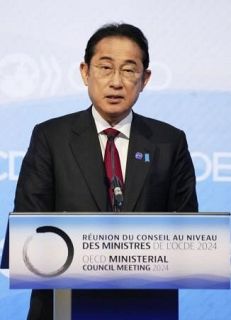 首相、ＡＩルール策定を主導　ＯＥＣＤ開会式で演説