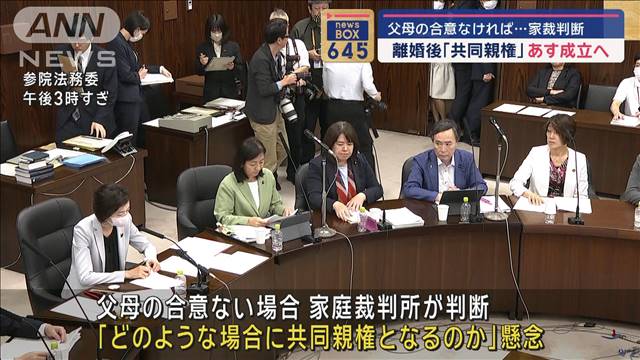 「共同親権」法案　参院の法務委で可決　17日成立　2026年までに施行へ