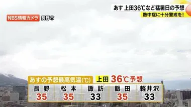 7日の予想最高気温は上田36度、長野など35度の猛暑日に　熱中症に十分な警戒を