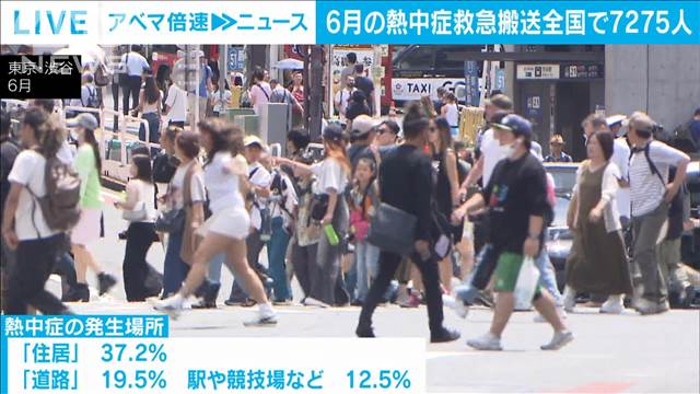 6月の熱中症救急搬送7275人　過去2番目の多さ