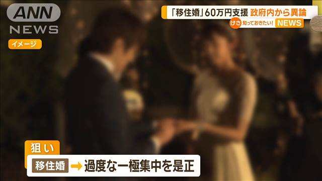 「移住婚」60万円支援　政府内からも異論