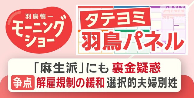 【羽鳥パネル】「麻生派」にも裏金疑惑 争点は解雇規制の緩和・選択的夫婦別姓